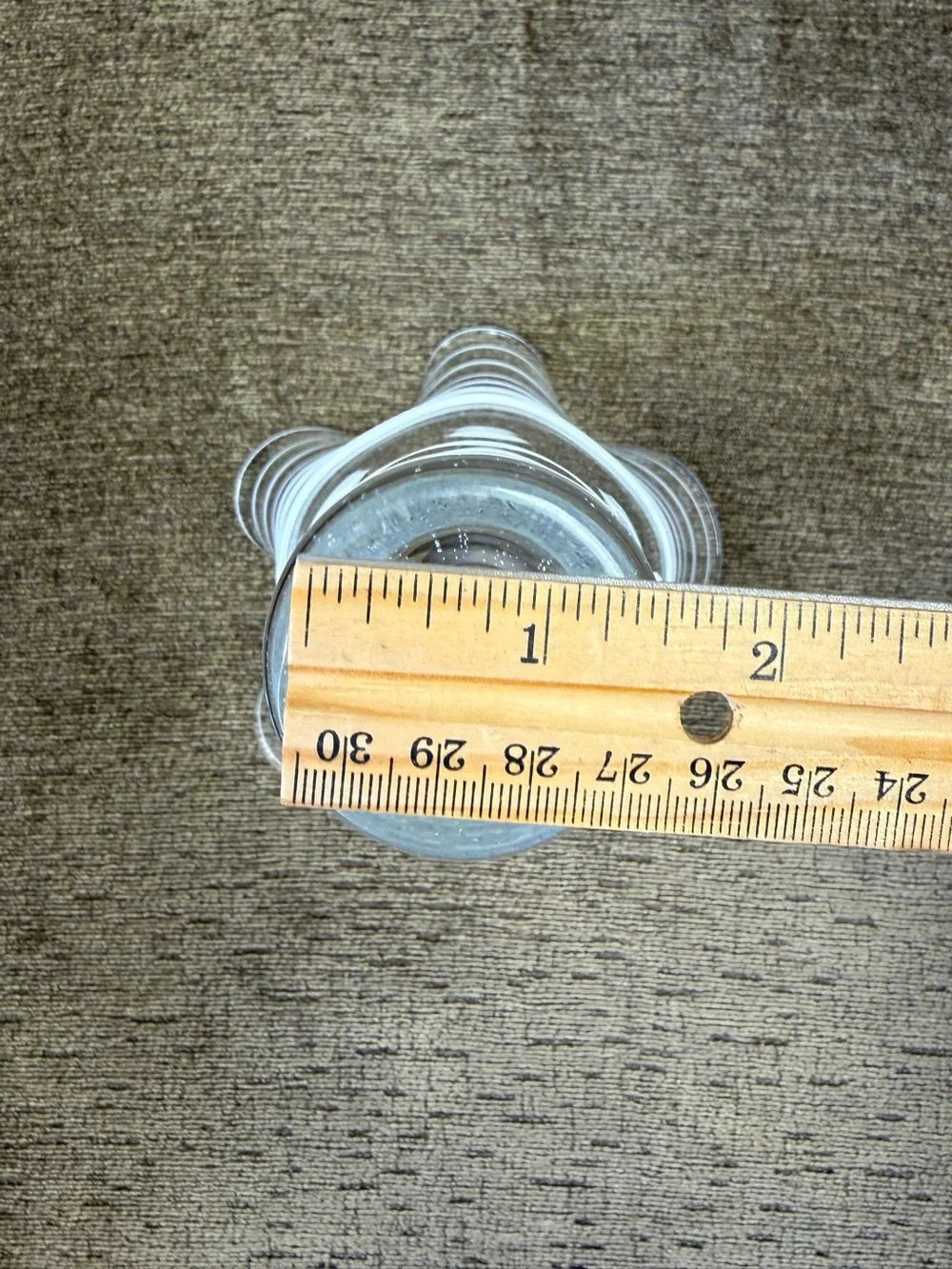 Blown Art Glass Trumpet Handkerchief Vase Clear Bubbles Applied White Rigaree